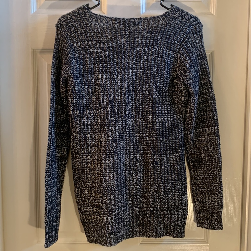 Ashley by 26 International Black & White Distressed V-Neck Sweater - Picture 5 of 9